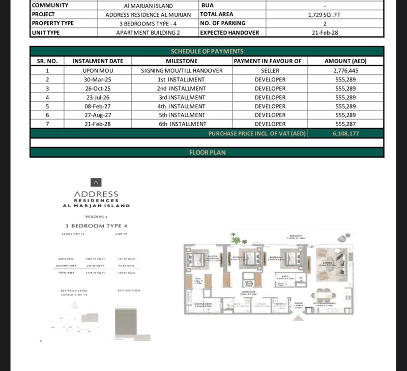 3-bed apartment for sale in Al Marjan Island