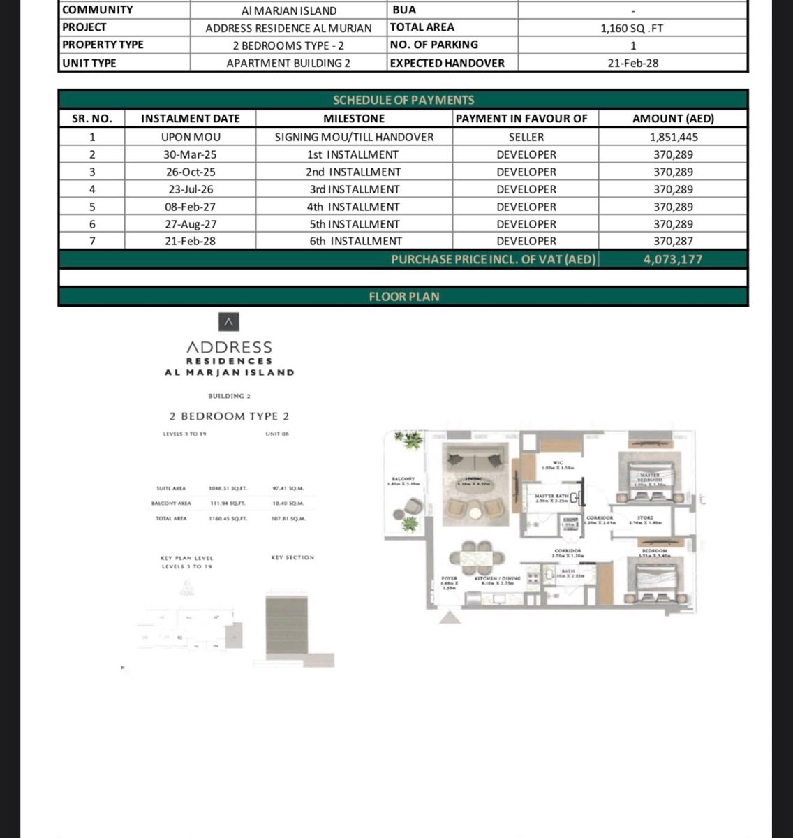 2-bed apartment for sale in Al Marjan Island