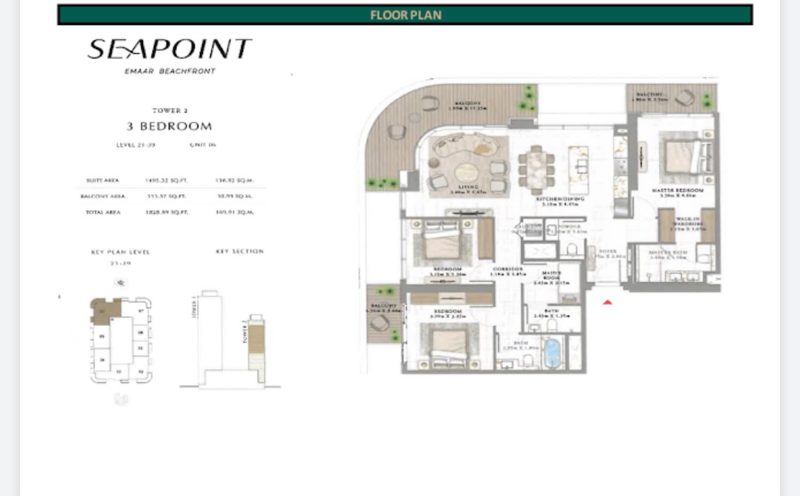 3-bed apartment for sale in Emaar Beachfront