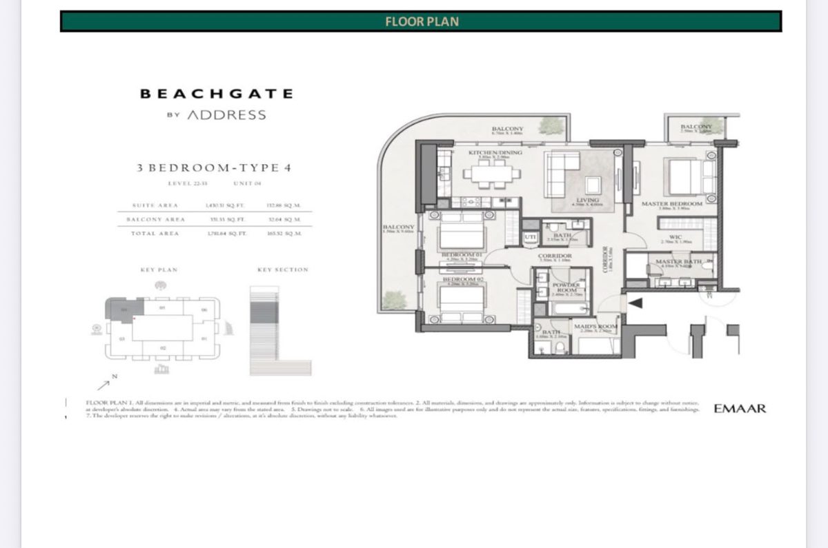 3-bed apartment for sale in Emaar Beachfront