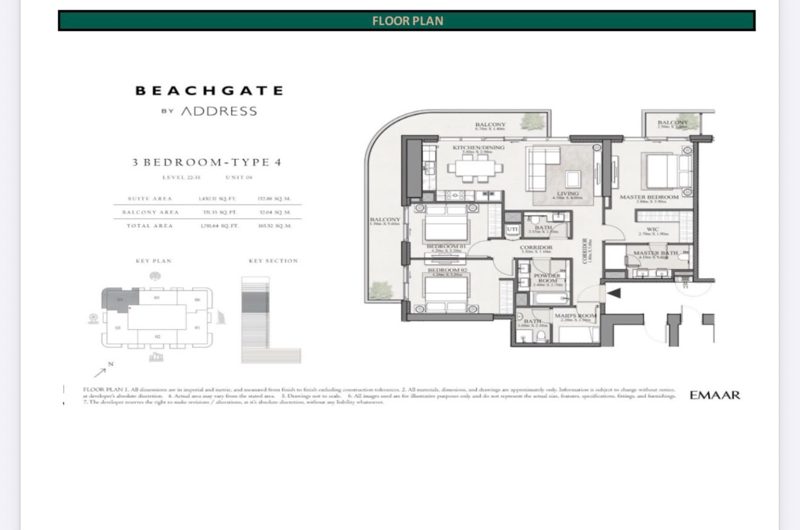 3-bed apartment for sale in Emaar Beachfront