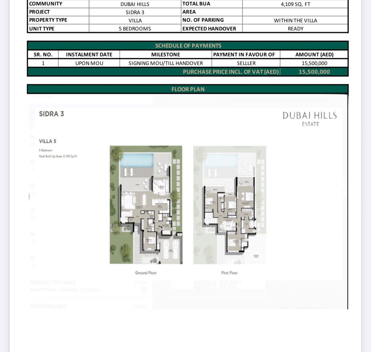 5-bed villa for sale in Dubai Hills Estate