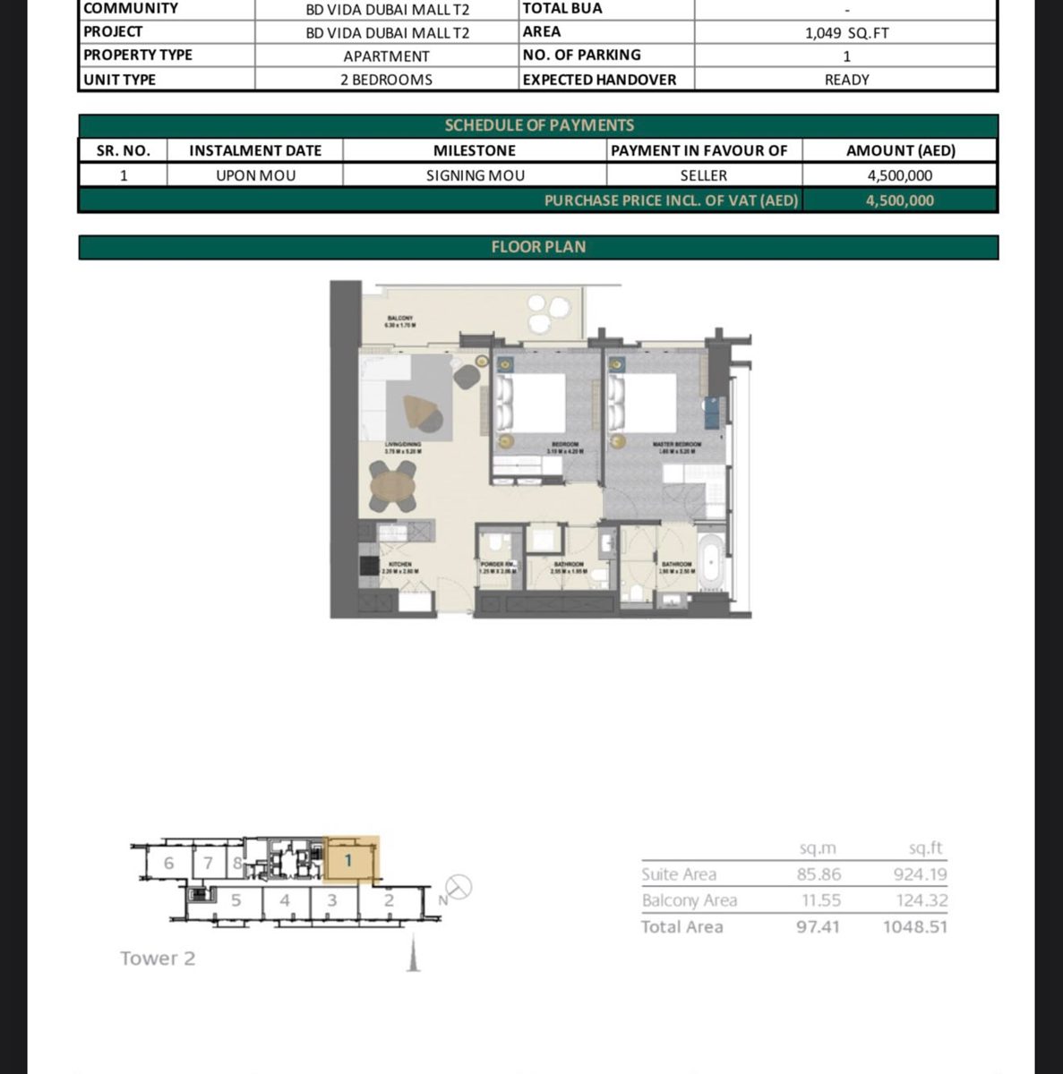 2-bed apartment for sale in Downtown Dubai