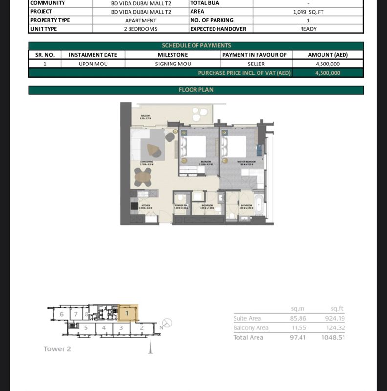 2-bed apartment for sale in Downtown Dubai
